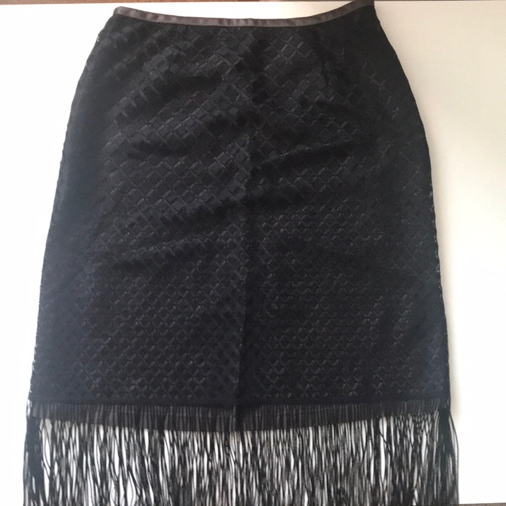 Suzuya Black Lace Fringe Skirt Size M